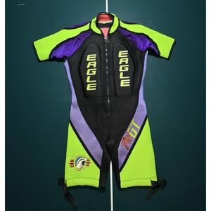 Vintage Eagle Barefoot Waterski Wet Suit Pro GT Men Medium Neon Padded Rare 90s